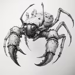 a drawing of a crab with claws