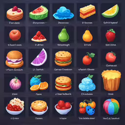 a poster depicting different types of fruits and deserts,the different desserts from around the world