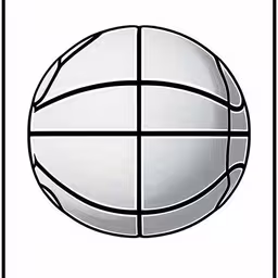 a drawing of a basketball ball is shown in the center of the picture,a white ball with squares inside on the outside