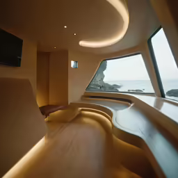 a room with some large windows inside of it