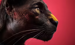 a black cat with a small yellow and black marker on its ear