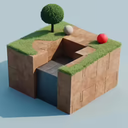 a low poly model of a grassy area