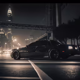an image of a night scene with a car in motion