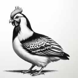 black and white drawing of a bird