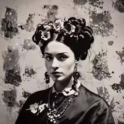 a beautiful young lady with floraly hair accessories