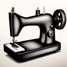 a sewing machine sitting on top of a black tray
