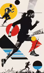 the poster depicts a marathon race as he is running
