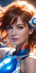 an animated girl wearing futuristic gadgets for her face