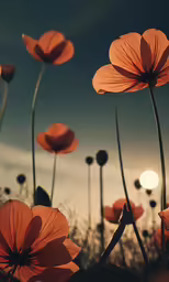 orange flowers stand out against the sky on a sunny day