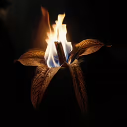 a flower that is burning in the air