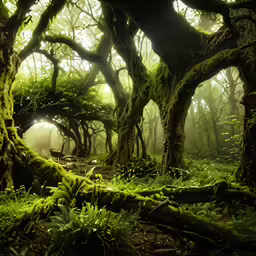 a photograph of a forest area with many trees