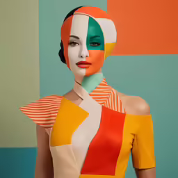 an artistic photograph of a mannequin dressed in an abstract fashion