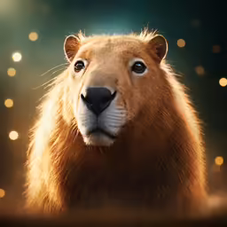 a brown bear standing next to a brown wall