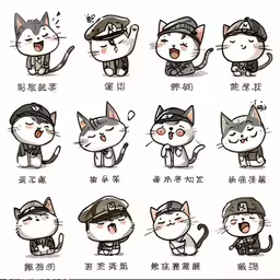 illustrated images of cute cats wearing various costumes
