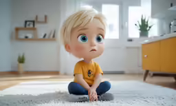 a child sits on the floor as it looks confused