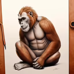 a monkey is sitting on a door frame next to a marker