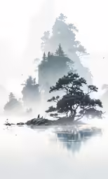 this is a large tree in the middle of some water