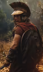 the man in the native american costume is holding a gun