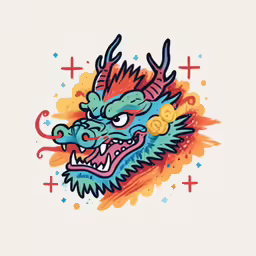 an oriental dragon is seen with colorful ink