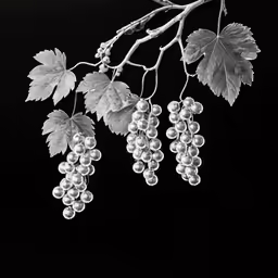 the leaves and clusters of grapes are hanging from a branch