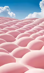 pink sand dunes against a blue sky and clouds