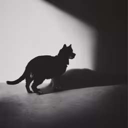 the small cat is walking away from the camera