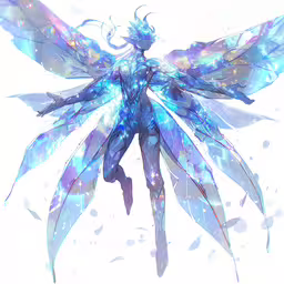 an abstract blue bird is flying with large wings,a stylized butterfly on a white background