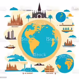 an earth with landmarks and people around it royalty,flat earth with a place to put its picture on