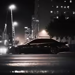 a car at night, parked along a street corner