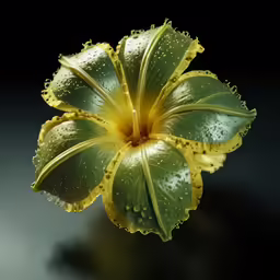 a closeup shot of a flower with drops of water