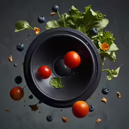 a fruit tray is shown with several tomatoes and greens