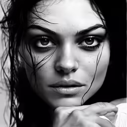 a woman that is with wet hair on her head