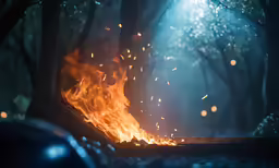 the bright flame is going through the woods
