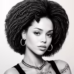 a woman with big hoop earrings and a necklace