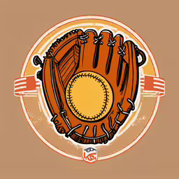a drawing of a baseball glove with the words,the baseball mitt is brown and tan