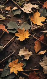 yellow and green leaves laying on the ground