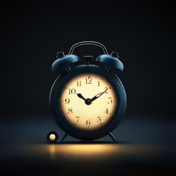 an alarm clock glowing from behind the watch