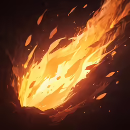 fire is burning on the ground while it glows