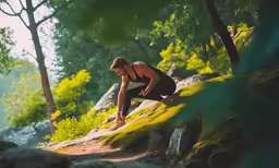 a person climbing up a small mountain