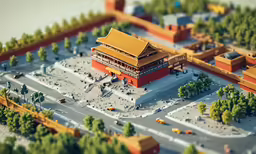an miniature model of an asian palace