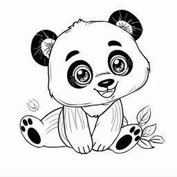 a cartoon panda bear sitting on the ground