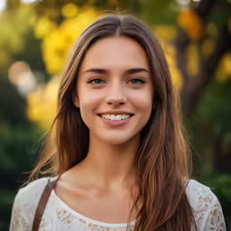 the woman with her hair flowing down has one eye open