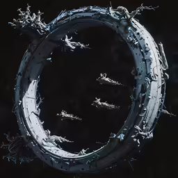 a circular graphic with many airplanes flying through it