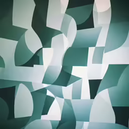 an abstract painting made in shades of green