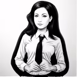 a black and white photo of a woman in a tie