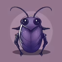 a purple bug with big, shiny eyes