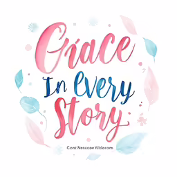 a quote in red, blue and green that says grace in every story