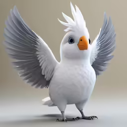 a white bird with wings extended while posing