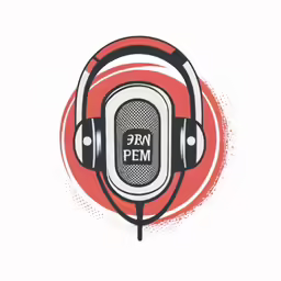 an illustration of a microphone with headphones on it