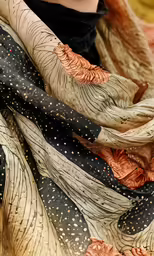 a close up of an intricately designed scarf